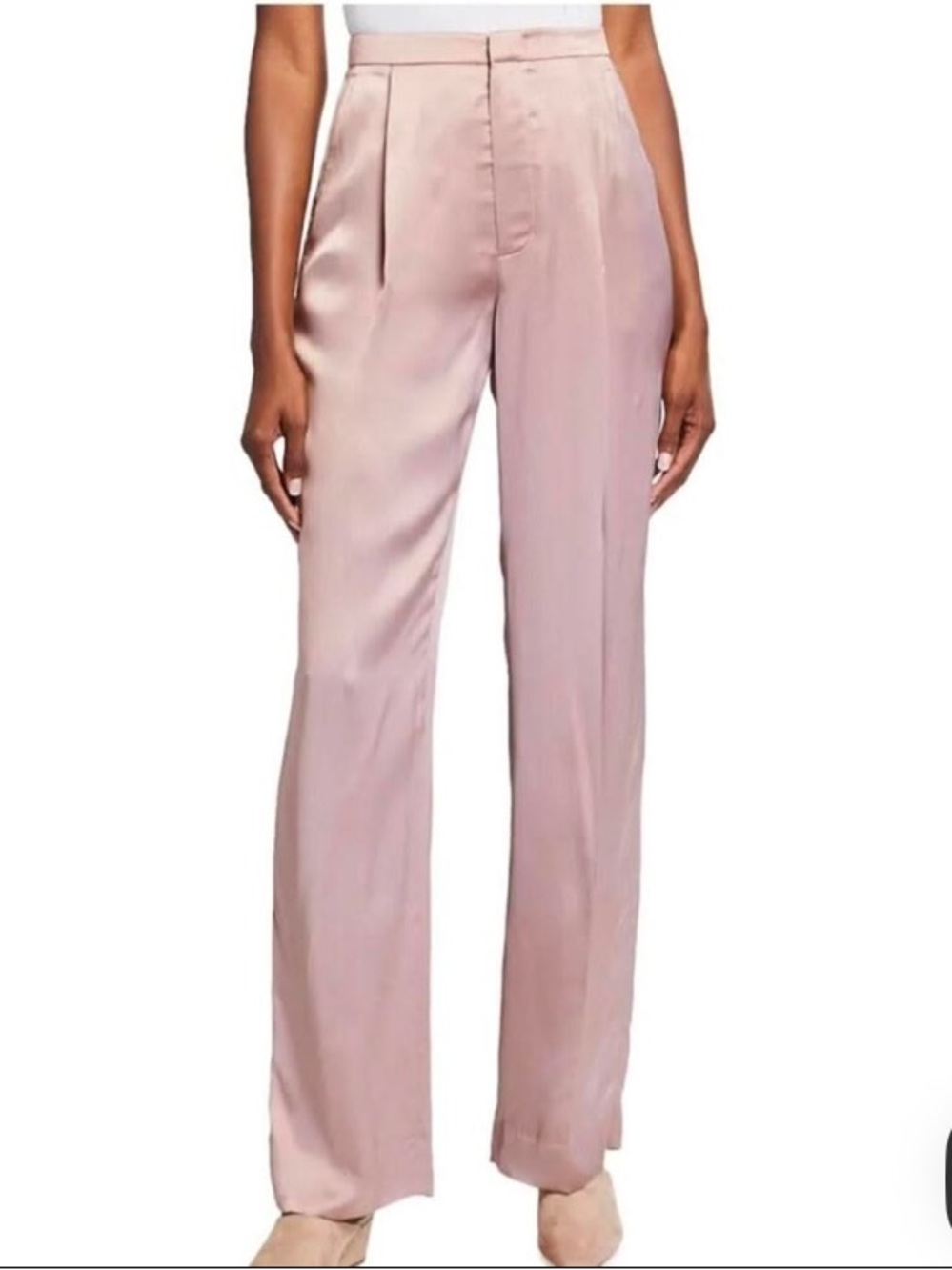 Vince Satin Wide-Leg Pants in Pink
